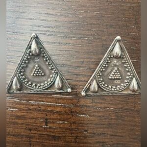 Vintage Sudha Sterling Silver Triangle Earrings